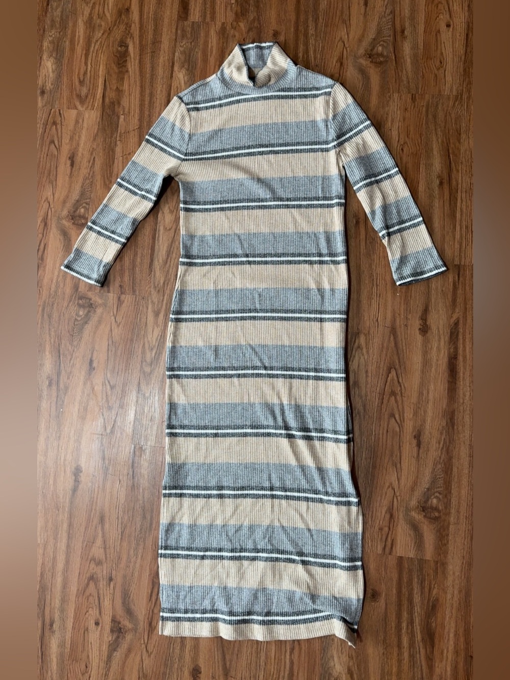 Banana Republic Striped Ribbed Mock Neck Maxi Sweater Dress